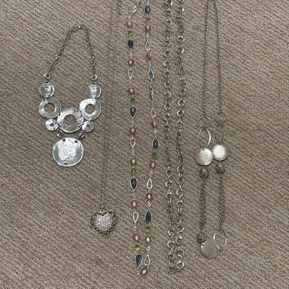 SOLD Plated silver jewelry lot, 5 statement necklaces
